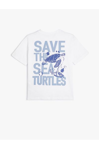 Koton T-Shirt Slogan Printed Short Sleeve Crew Neck