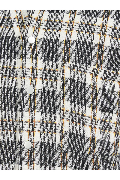 Styli Oversized Check Tweed Shacket with Big Button Placket