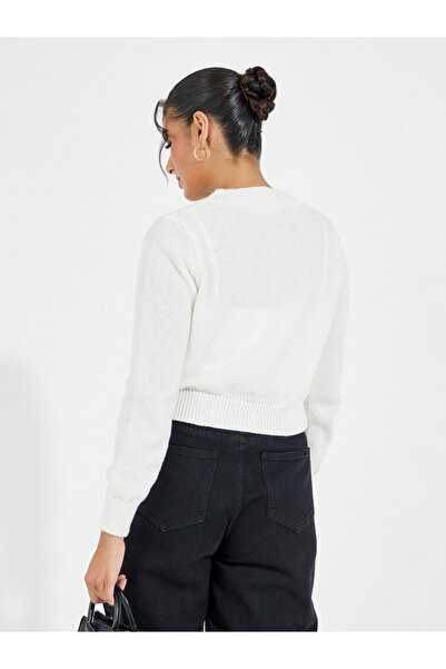 Styli Zip Through Short Length Knit Sweater