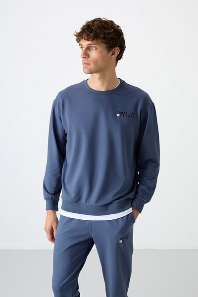 TOMMY LIFE Set de trening oversize pentru bărbați, casual, cu gâtul O, picior elastic, din bumbac - 85120