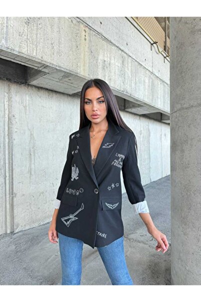 Garaj Butik Taşlı Siyah ceket