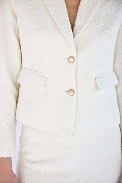 Masha Kate Ekru Buklet Ceket