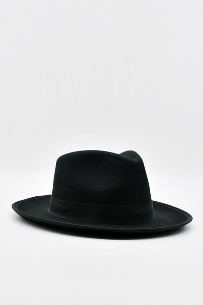 Külah Vintage Men's Fedora Trilby Hat Panama British Trilby Cap Black