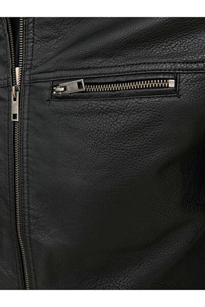 Produkt By Styli Leather Look Biker Jacket with Zip Pockets