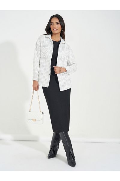 Styli Oversized Longline Tweed Shacket