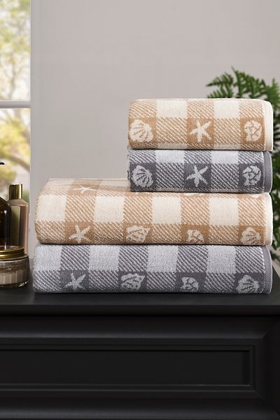 Özdilek Özdilek Shell Plaid Velvet Towel Set