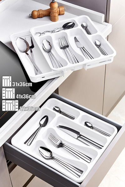Doreline Double Sided Extendable Spoon Holder - Practical Adjustable Drawer and Ladle Holder