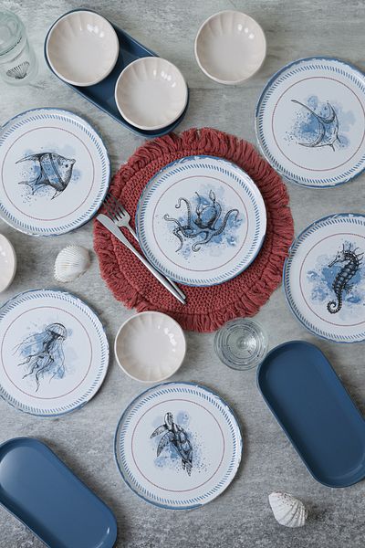 Keramika Marine Life Breakfast Set 14 Pieces for 6 People