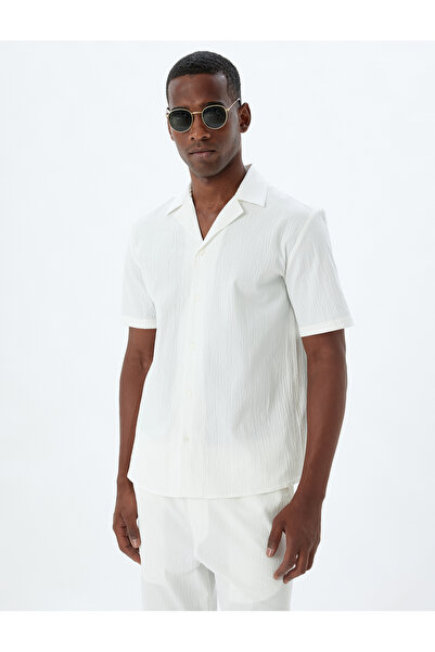 Koton Kurzarmhemd Basic aus strukturierter Baumwolle