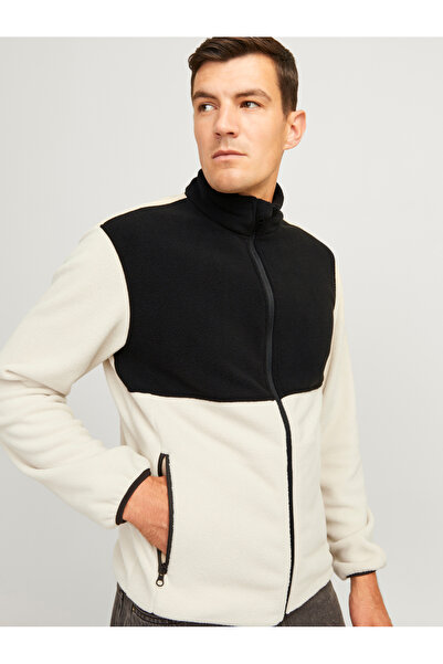 REBEL By Styli Contrast Panel Fleece Jacket with Zip Pockets