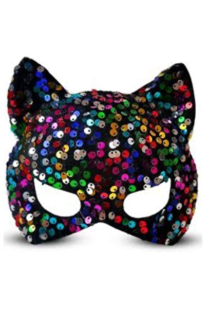 Orca Lastikli Kadife Kedi Maskesi Halloween Parti Maskeleri