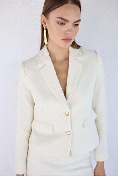 Masha Kate Ekru Buklet Ceket