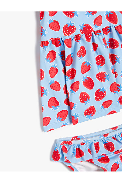 Koton Bikini Set Long Top with Straps and Ruffled Bottom