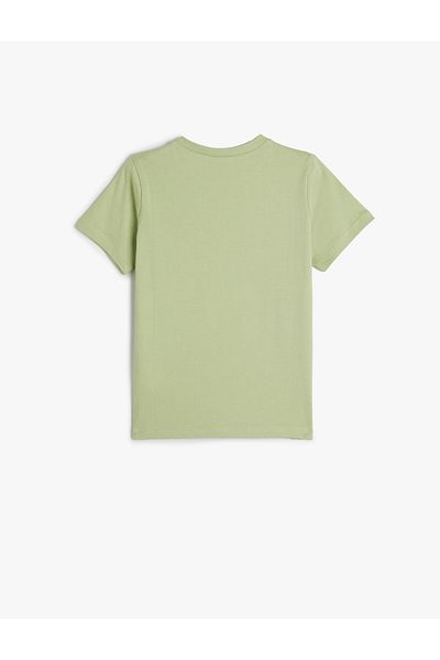 Koton Cotton Short Sleeve T-Shirt - Crew Neck, Slogan Printed