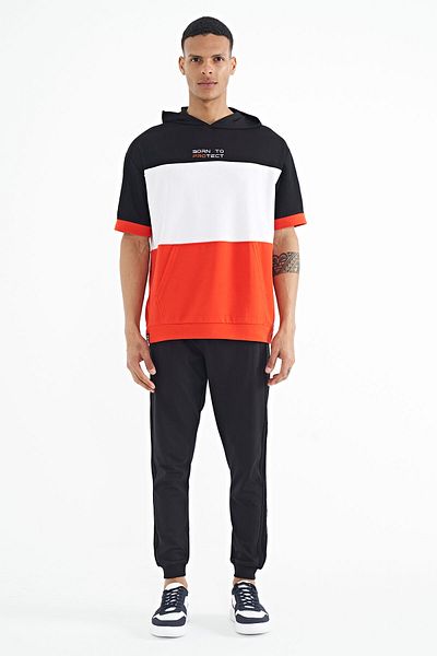 TOMMY LIFE Fiesta Hooded Oversize Men's T-shirt with Print Detail - 88191
