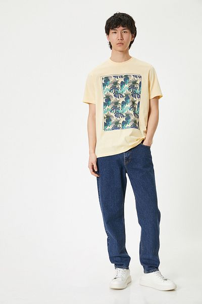 Koton Cotton Floral Print Short Sleeve Crew Neck T-Shirt