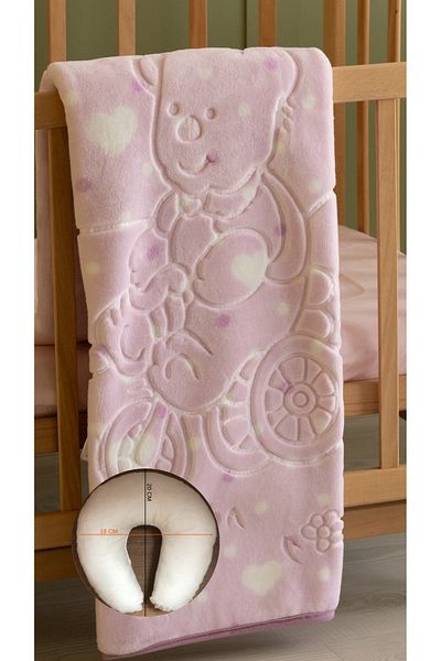 Dinarsu Embos Baby Blanket with Neck Pillow and Gift Box
