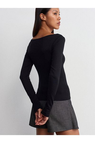 Dilvin 31332 Dılvin Boat Neck Long Sleeve T-Shirt