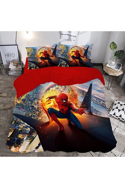 hediyechy Vita Desing Spiderman Printed Double Duvet Cover Set