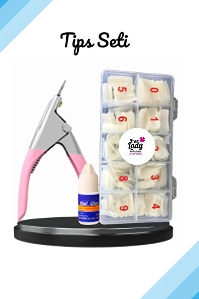 Genel Markalar Protez Tırnak 500'lü Yarım Ay Tips + Tips Makası + Tips Yapışt...
