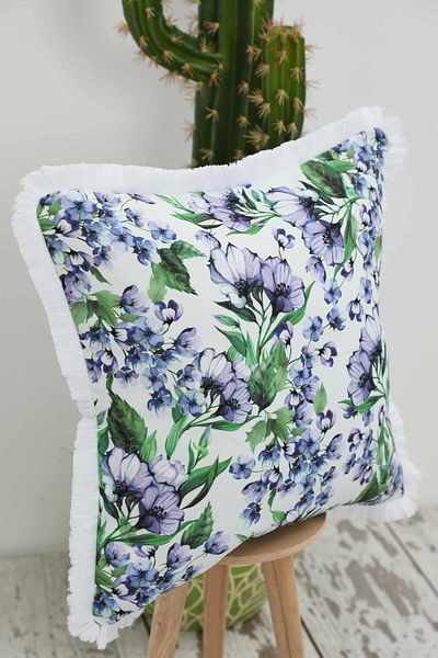 Aisha's Design Fringed Edged Patterned Throw Pillow Cover - 45X45 Cm, K-407