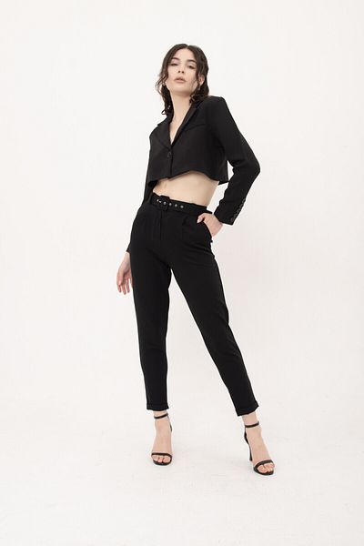 Veryperi Black Standard Fit High Waist Women's Trousers - 02056