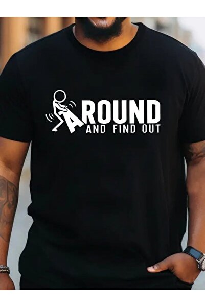 Femella Women Fashion Tricou din jerseu cu imprimeu Around pentru bărbați