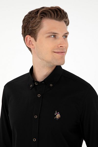 U.S. Polo Assn. Мъжка черна базова риза с дълъг ръкав 50295675 -Vr046