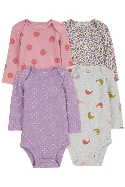 Carter's Baby Girl Long Sleeve Bodysuit Set 4 Pack