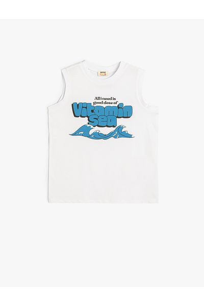 Koton Crew Neck Cotton Undershirt - Slogan Printed