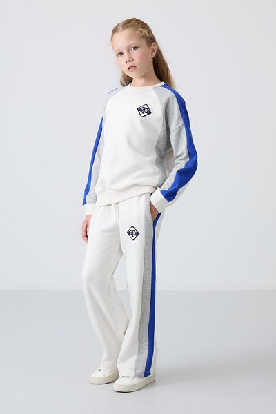 TOMMY LIFE Ecru Cotton Furry Soft Tracksuit Set for Girls - Printed, Standard Fit - 75165