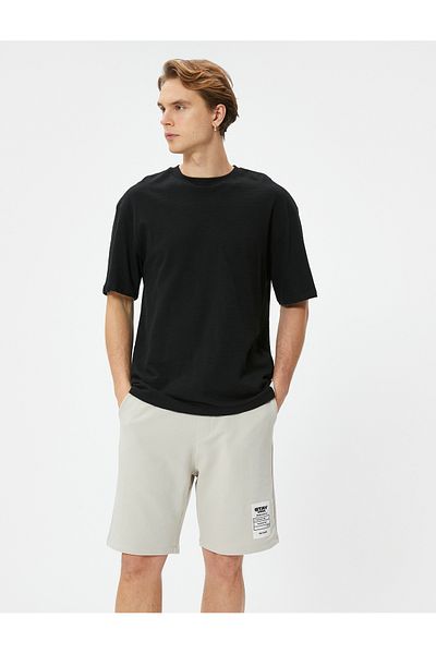 Koton Bermuda Shorts Label Printed Lace-up Waist Pocket Detail