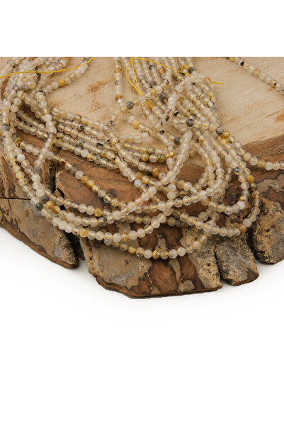 Prestij Boncuk 3 mm fasetirani prirodni kvarcni kameni niz perli