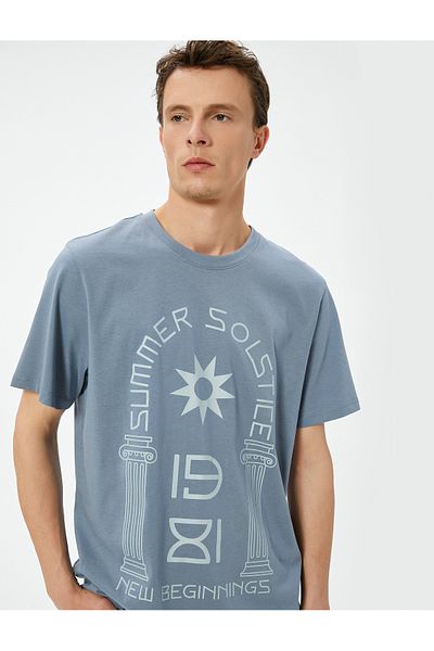 Koton Μπλουζάκι με κοντό μανίκι Cotton College Printed Crew Neck