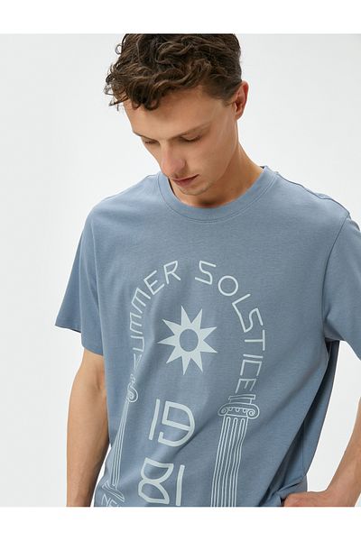Koton Μπλουζάκι με κοντό μανίκι Cotton College Printed Crew Neck