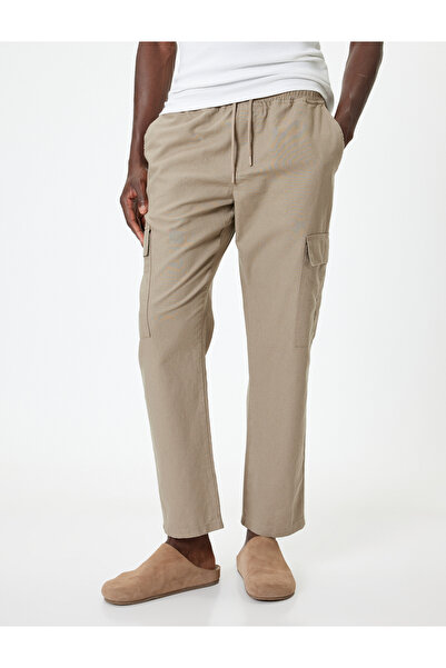 Koton Keten Kargo Pantolon Beli Bağcıklı