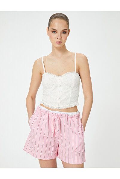 Koton Büstiyer Dantelli İnce Askılı Düğme Detaylı