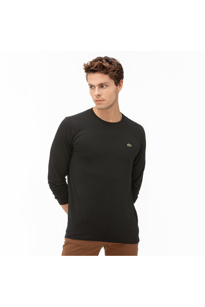 Lacoste Erkek Regular Fit Uzun Kollu Bisiklet Yaka Siyah T-Shirt