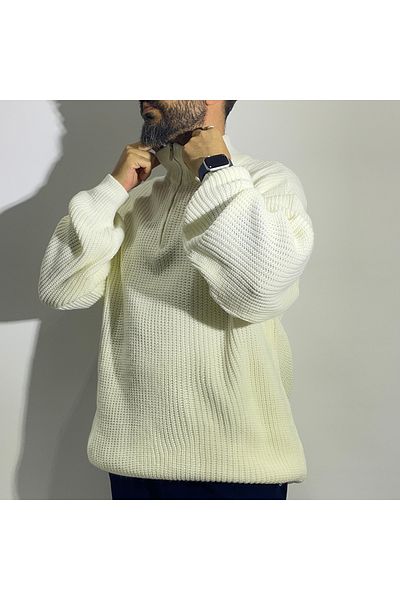higo Oversize Men's Knitwear Sweater with Half Zip