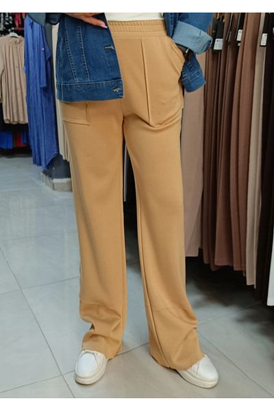 AKŞEN GİYİM LARGE SIZE CUPRA FABRIC PATCH POCKET AND PARTS TREND PALAZZO PANT