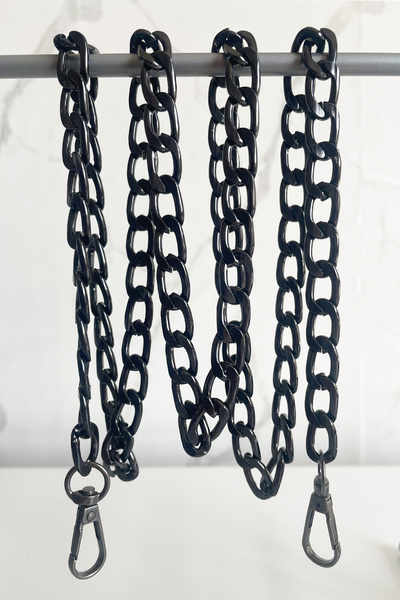 vollen yarn Non-Tarnish Black Metal Bag - Chain Flat Model, 120 cm