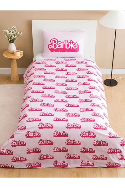LC Waikiki Pink Printed Barbie Printed Single Bedding Set
