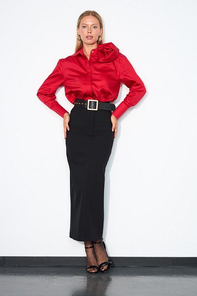 NOK İSTANBUL Black Maxi Nok Classic Signature Alessandra Pencil Skirt