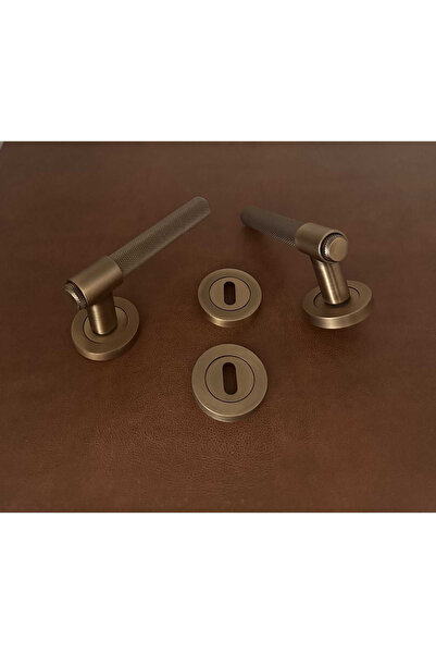 KOLDOOR Punch Mat Antik Sarı Rozetli Oda Kapı Kolu 5 Takım