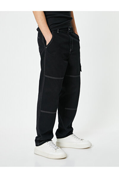 Koton Oversize Kot Pantolon Kargo Cepli Dikiş Detaylı Düğmeli