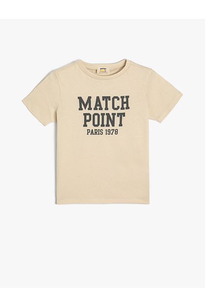 Koton Βαμβακερό κοντομάνικο μπλουζάκι - Crew Neck, Slogan Printed