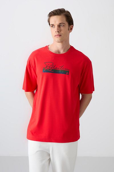 TOMMY LIFE Ανδρικό μπλουζάκι με στάμπα Fiesta Cotton Thick Soft Texture Oversize Fit - 88334