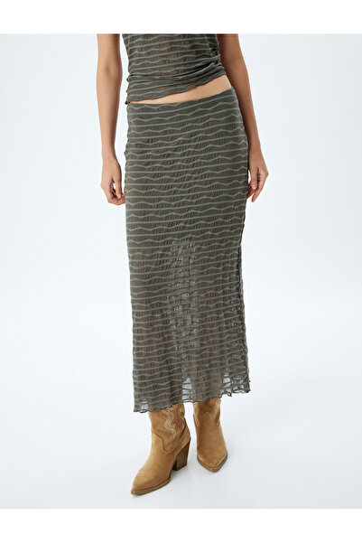 Koton Uzun Kalem Etek Çizgili Astarlı Standart Bel