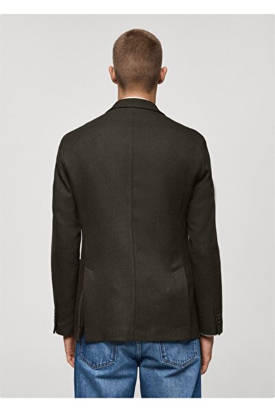 MANGO Man Dar kesim balıksırtı desenli kruvaze blazer ceket