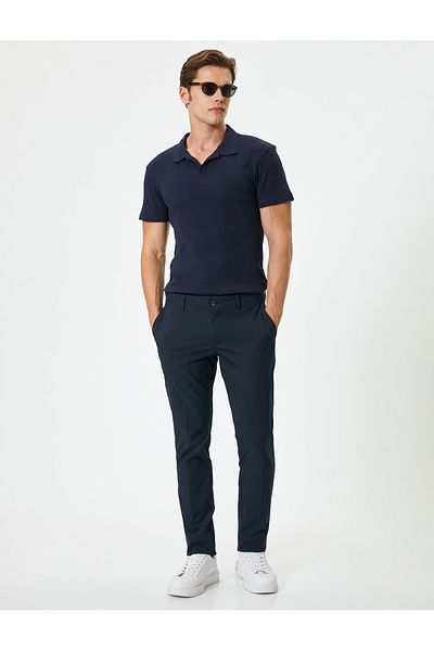 Koton Polo Neck Slim Fit pamut póló - rövid ujjú